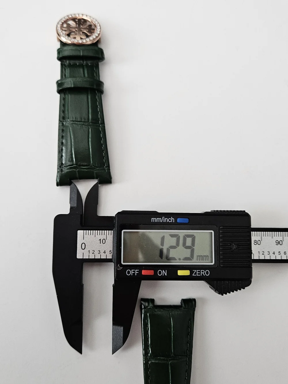 Emerald Green Leather Watch Strap with Vs1 Moissanite D Color Stones On Buckle